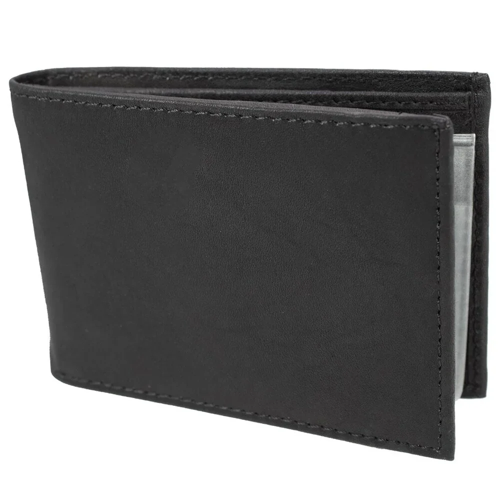 Genuine Leather Minimalist Bifold Wallet for Men, Slim Mens Wallet